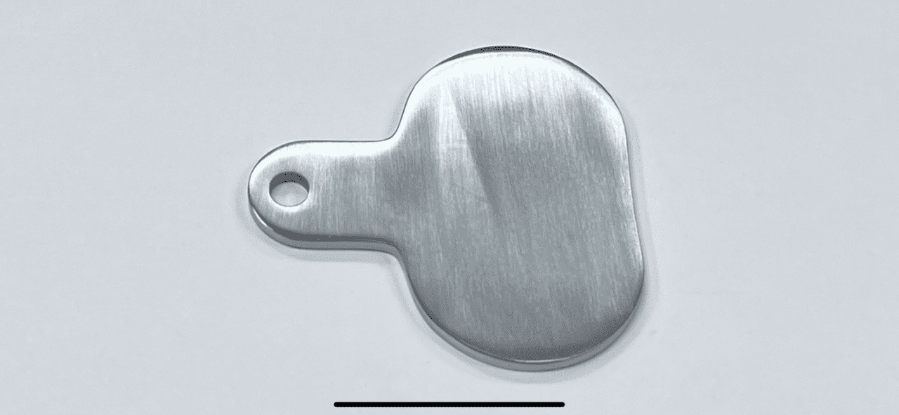 An image of a TIBIA PROTECTOR PLATE with a hole in it.