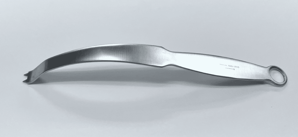 A THIN GLENOID RETRACTOR on a white surface.