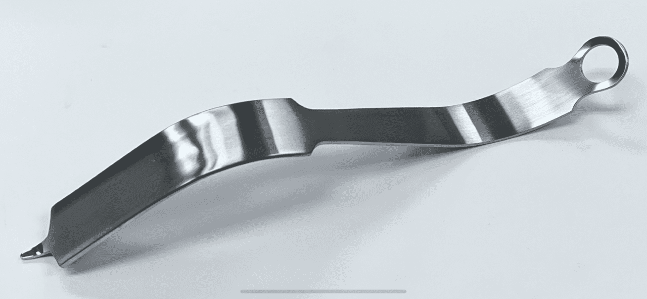 An image of a HOHMANN RETRACTOR, SINGLE PRONG, NARROW, UNGER TYPE utensil holder on a white surface.