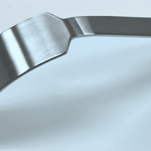 A HOHMANN RETRACTOR, CURVED, WIDE handle on a white surface.