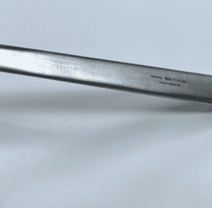 A HOHMANN RETRACTOR, BENT, NARROW handle on a white surface.