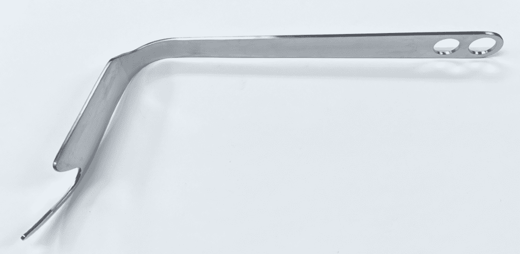 POSTERIOR CAPSULE RETRACTOR, RIGHT, DORR TYPE on a white background.