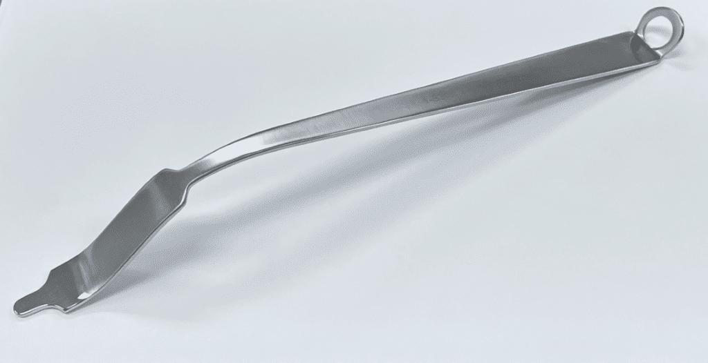 A MIS HIP RETRACTOR, BLUNT on a white surface.