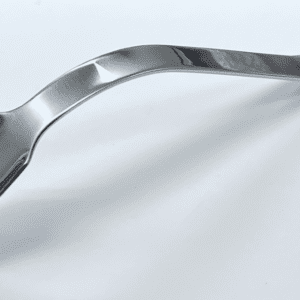 A MIS HIP HOHMANN RETRACTOR, LONG CURVED BLADE handle on a white surface.