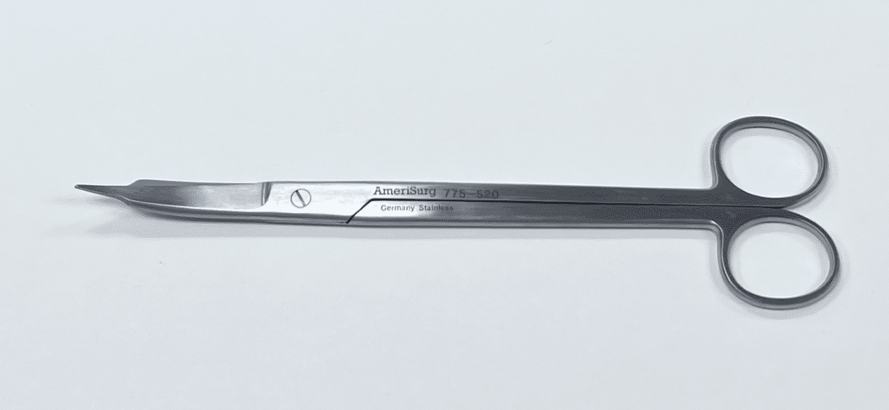 A pair of MARTIN CARTILAGE SCISSORS on a white surface.