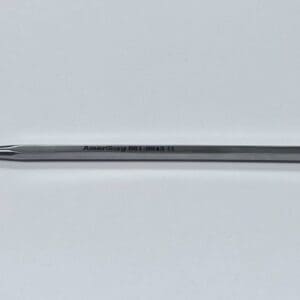 An ORTHOPEDIC PICK/SCRAPER with a long handle on a white surface.