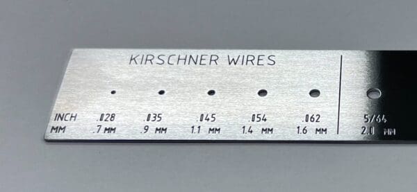 A RULER, K-WIRE AND PIN GAUGE with the words krissner wires on it.