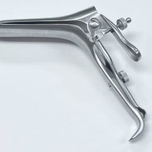 A WEISMAN-GRAVES VAGINAL SPECULUM, RIGHT SIDE OPENING handle on a white surface.