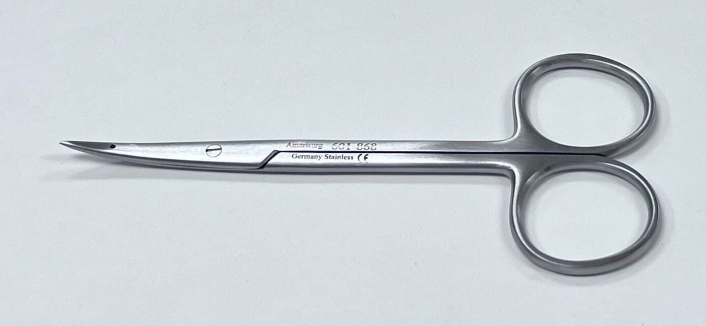 A pair of LITTLER SUTURE CARRYING SCISSORS on a white surface.